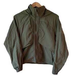 Army Green Lululemon Jacket with Roll-Up Hood